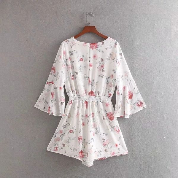 Lótuszujjú, virágmintás női overall