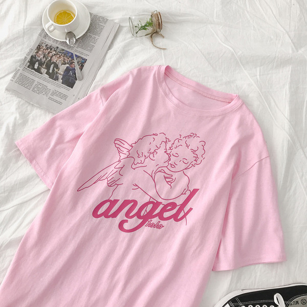 Tricou casual dama cu aplicatie in alb si roz