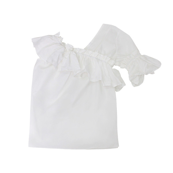 Bluză de damă modernă în alb și portocaliu