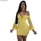 Rochie de dama eleganta din dantela cu decolteu adanc si maneci lungi in trei culori