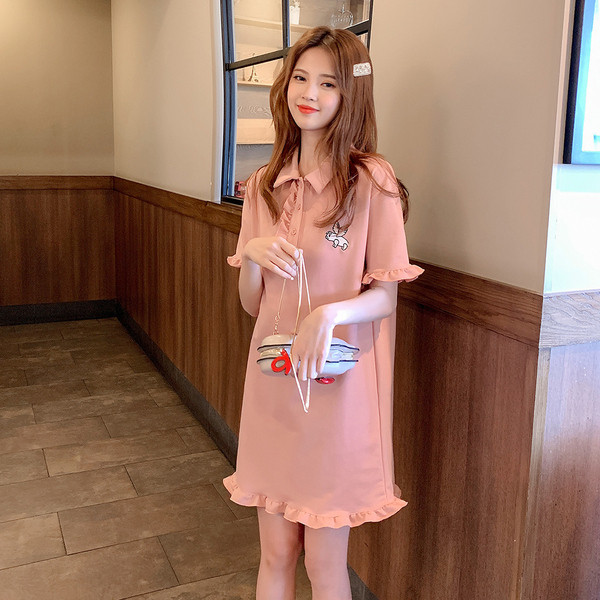 Rochie casual dama roz - model drept