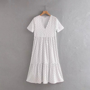 Rochie de dama casual croita cu decolteu in V - trei culori