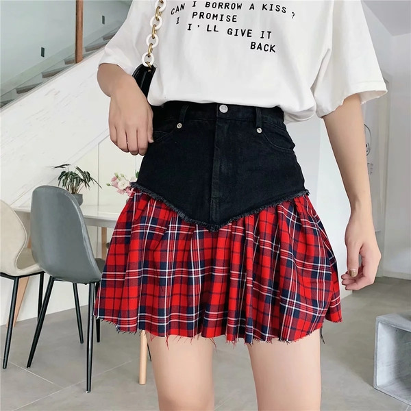 Modern női szoknya magas derékkal, fekete színben - szabású modell