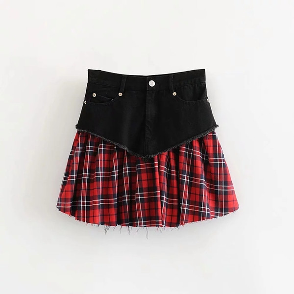 Modern női szoknya magas derékkal, fekete színben - szabású modell