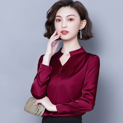 Cămașă de damă cu nasturi și decolteu în V în mai multe culori