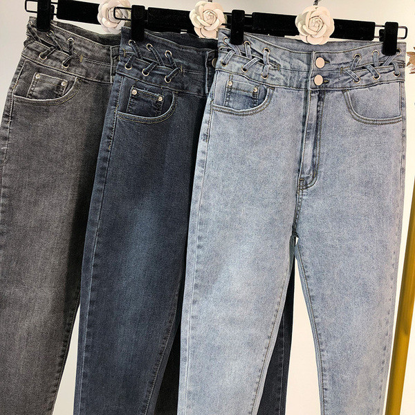 Blugi lungi de dama cu talie inalta - trei culori