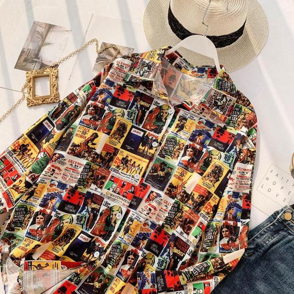 Cămașă modernă de damă cu mâneci lungi și nasturi în două culori