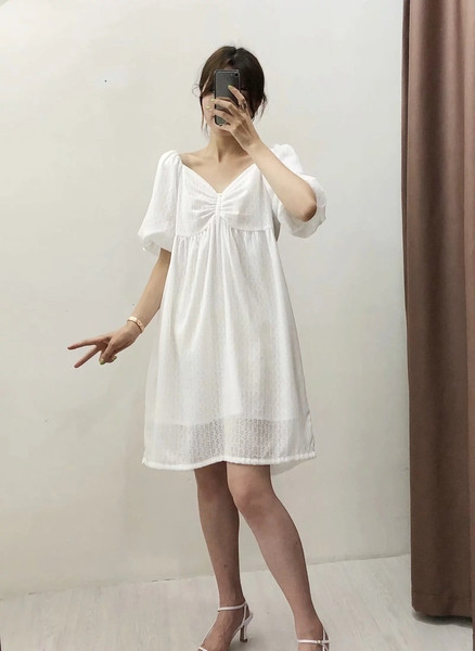 Rochie casual dama model lat in culoarea alba