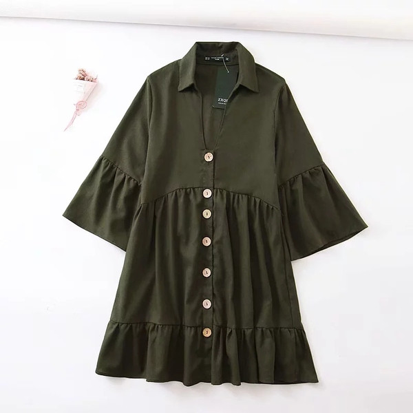 Rochie actuală de damă cu mâneci lotus în negru