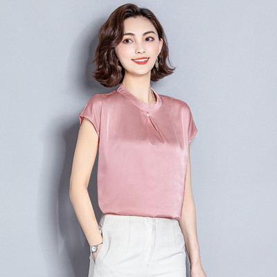 Bluză de damă elegantă, în trei culori, cu mâneci scurte