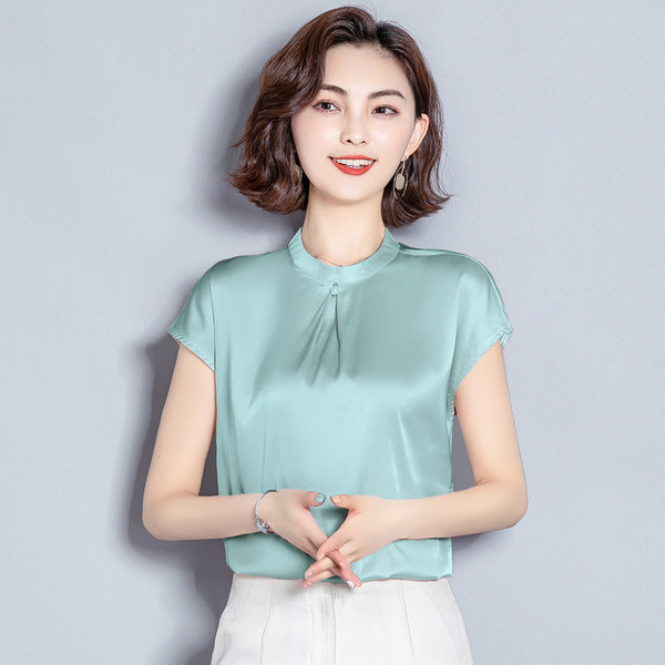 Bluză de damă elegantă, în trei culori, cu mâneci scurte