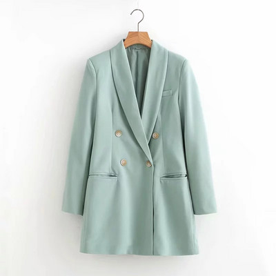 Дамско сако с дълъг ръкав в зелен цвят 