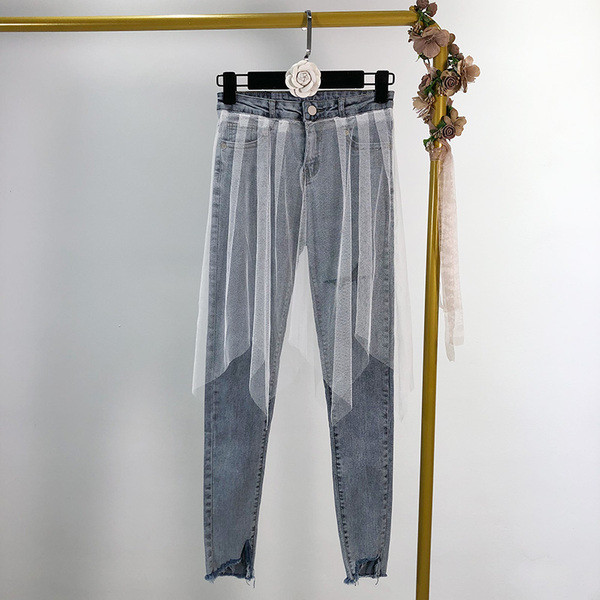 Női hosszú, tüllös farmernadrág, két színben