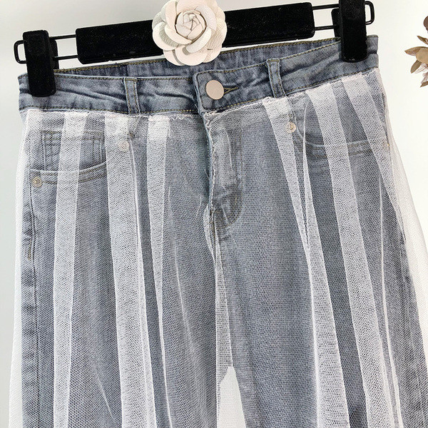 Női hosszú, tüllös farmernadrág, két színben