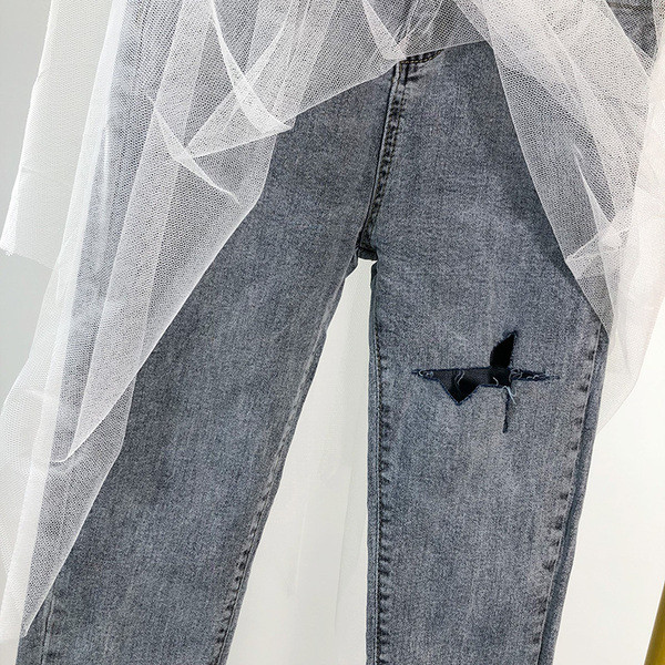 Női hosszú, tüllös farmernadrág, két színben