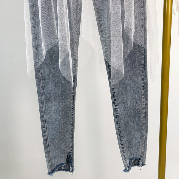 Női hosszú, tüllös farmernadrág, két színben