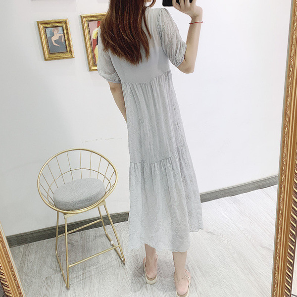 Rochie lunga dama cu decolteu oval - model larg