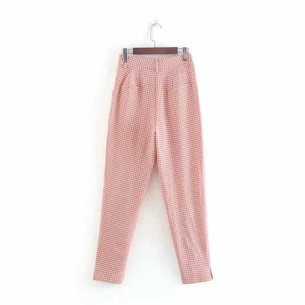 Pantaloni eleganti de dama cu talie inalta in rosu