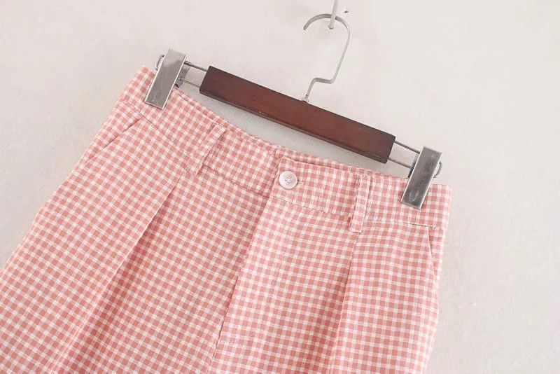 Pantaloni eleganti de dama cu talie inalta in rosu