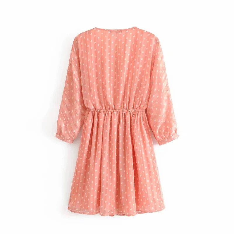 Rochie de dama cu maneca lunga in culoarea roz