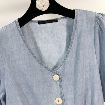 Rochie de dama scurta din denim cu nasturi