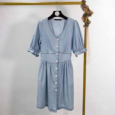 Rochie de dama scurta din denim cu nasturi