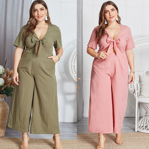 Modern női overall zöld és rózsaszín szalaggal