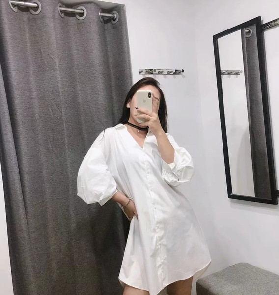 Camasa lunga de dama model nou de culoare alba