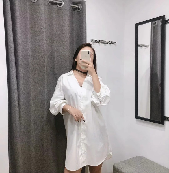 Camasa lunga de dama model nou de culoare alba