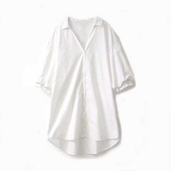 Camasa lunga de dama model nou de culoare alba