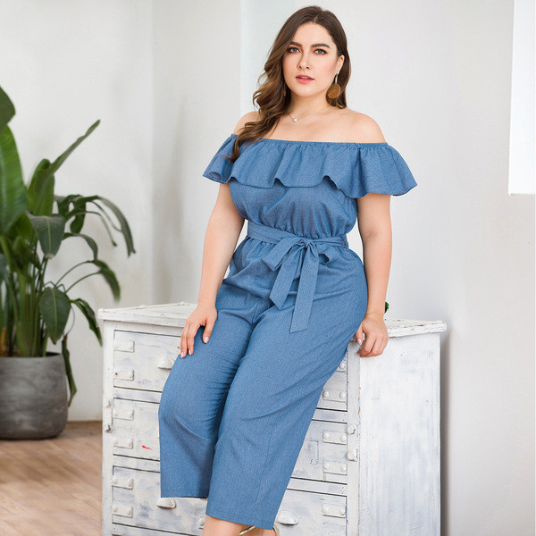 Salopeta de dama cu cravate albastre in talie