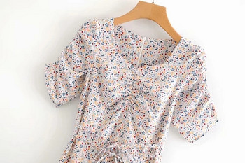 Rochie casual de dama cu cravate si motive florale