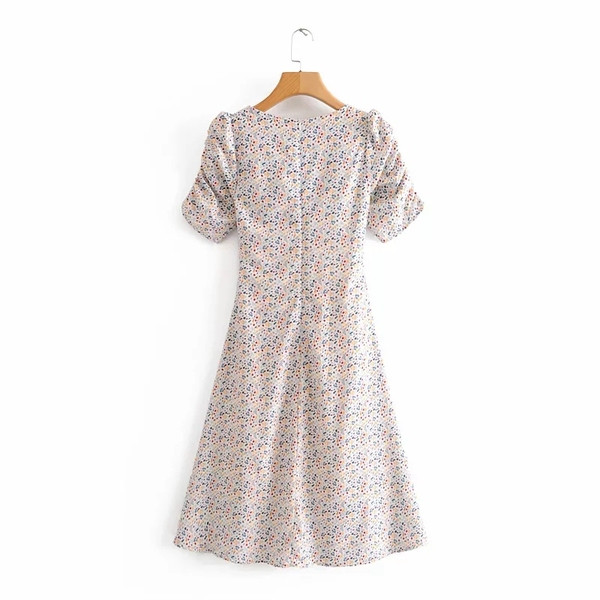 Rochie casual de dama cu cravate si motive florale