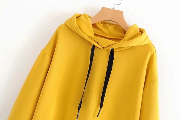 Hanorac de dama model nou cu gluga de culoare galbena