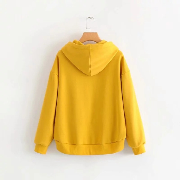 Hanorac de dama model nou cu gluga de culoare galbena