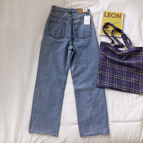 Blugi dama casual model drept cu talie inalta