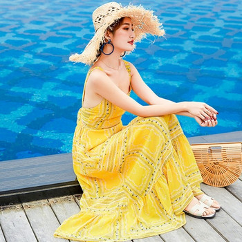 Rochie de dama moderna de culoare galbena - model croiat