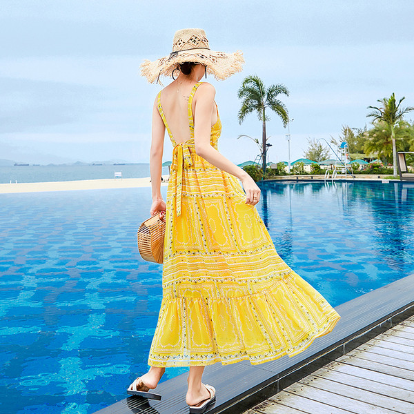 Rochie de dama moderna de culoare galbena - model croiat