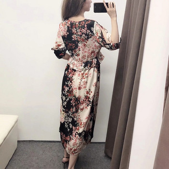 Új modell stílusos női ruha V-nyakkal és hasítékkal