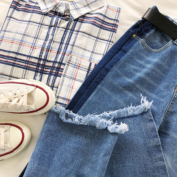 Blugi drepți moderni de damă, cu margini întunecate