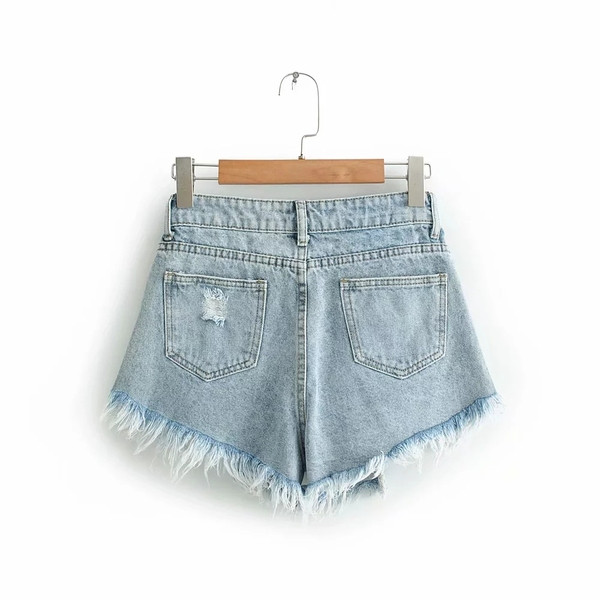 Pantaloni scurți de damă cu motive rupte în două culori