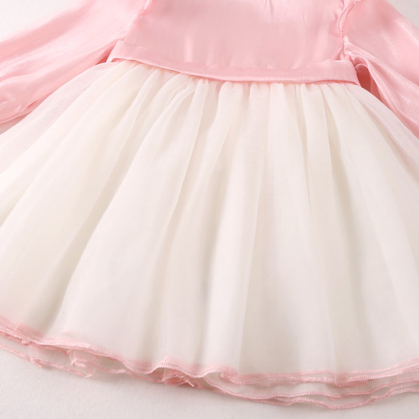 Rochie de copii stil nou model cu maneci lungi in culoarea roz