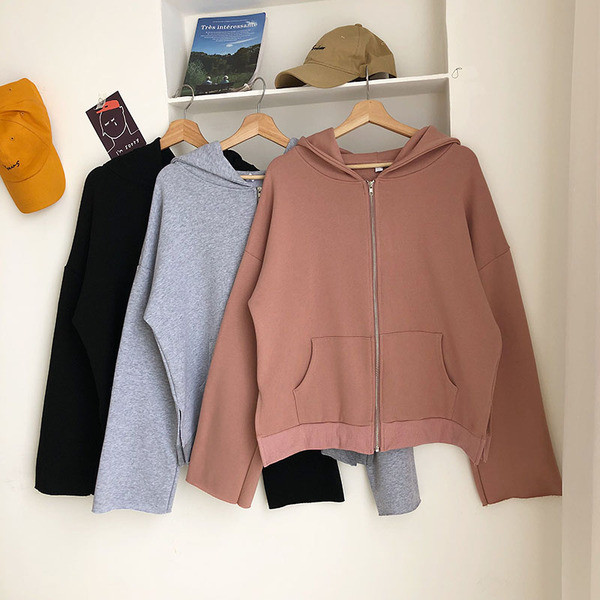 Hanorac de dama cu fermoar si gluga in trei culori