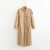 Cămașă de damă elegantă - model lung de culoare bej