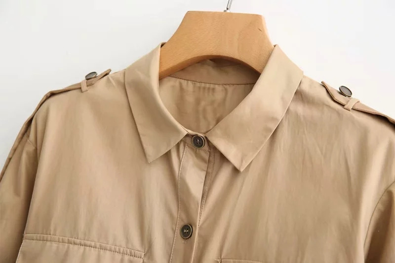 Cămașă de damă elegantă - model lung de culoare bej