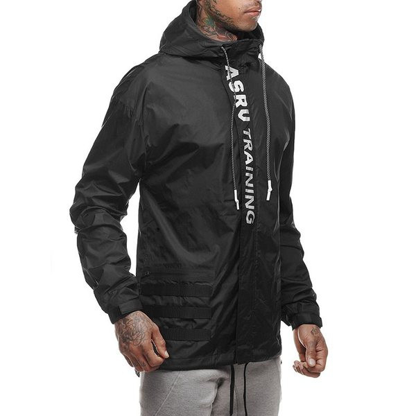 Modern férfi őszi kabát kapucnival fehér és fekete színben