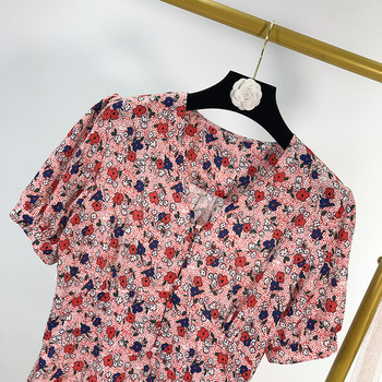 Rochie de dama cu model floral si decolteu in V