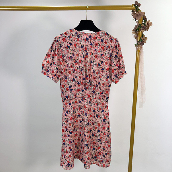 Rochie de dama cu model floral si decolteu in V