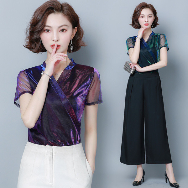 Bluza de dama model nou in doua culori cu decolteu in V