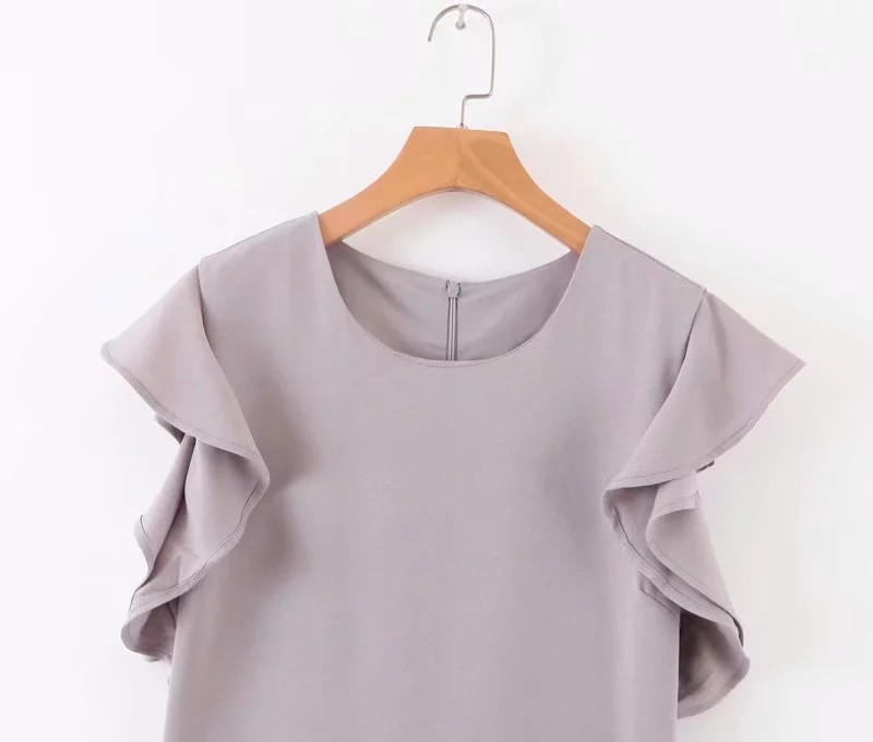 Salopetă elegantă de damă, cu decolteu O, de culoare gri